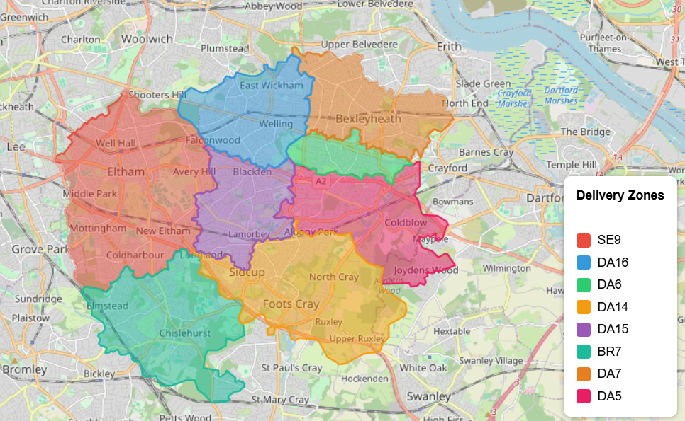 South East Salts Delivery Map