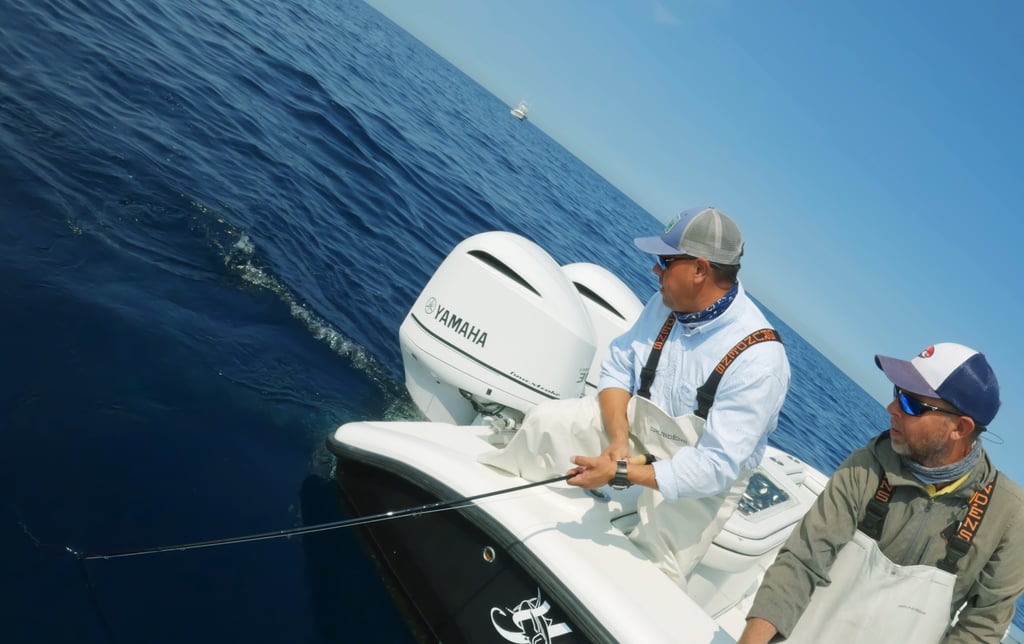 Playing a bluefin tuna on 10wt fly rod