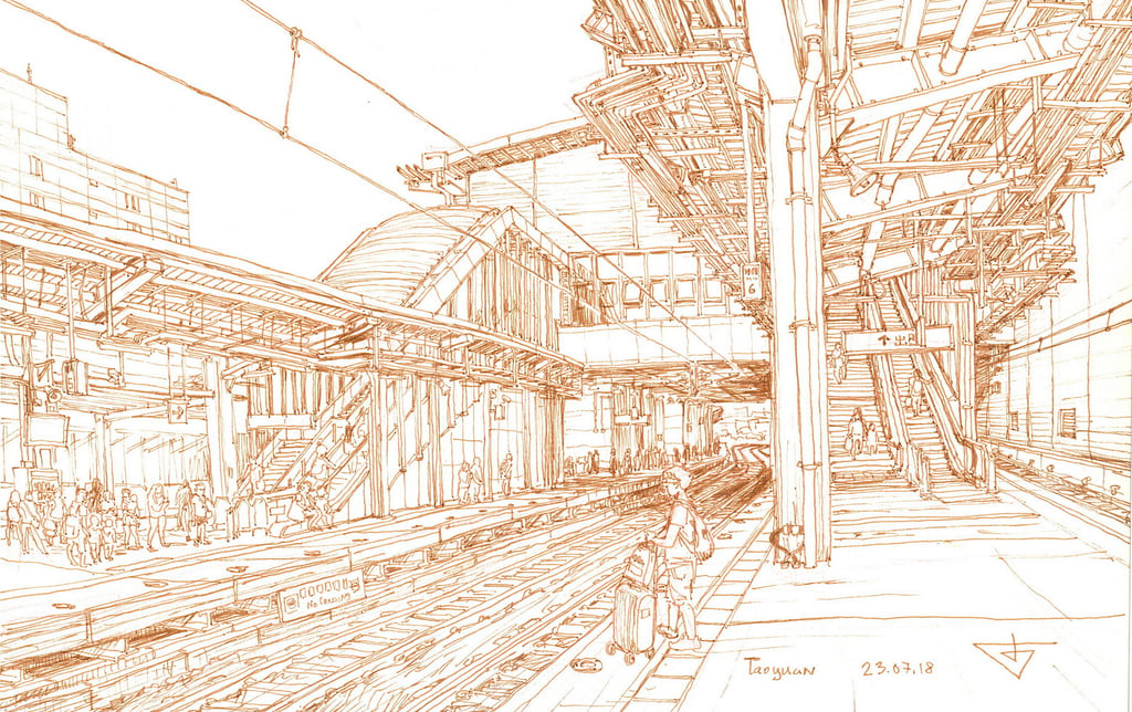 Urban sketch by artist Evgeny Bondarenko
