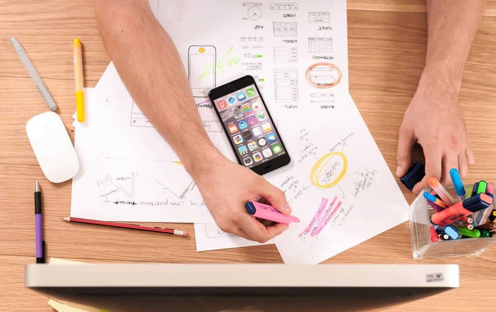 Person working on marketing material