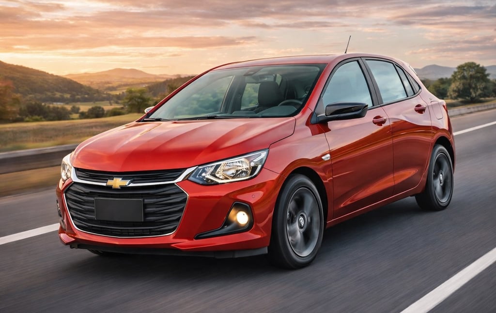 modelos onix vermelho em destaque versão moderna sem placa em cenário externo sofisticado