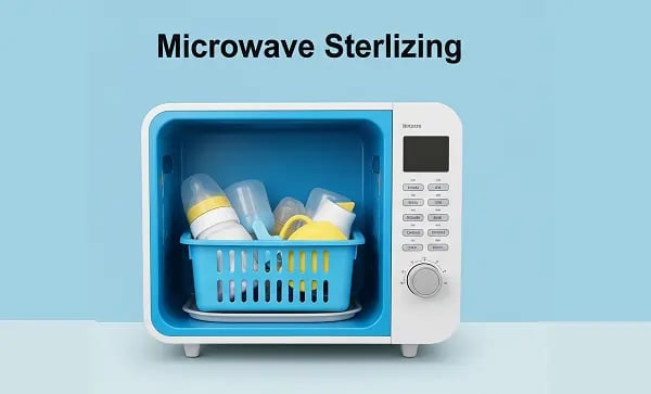microwave sterilizing for baby feeding bottles