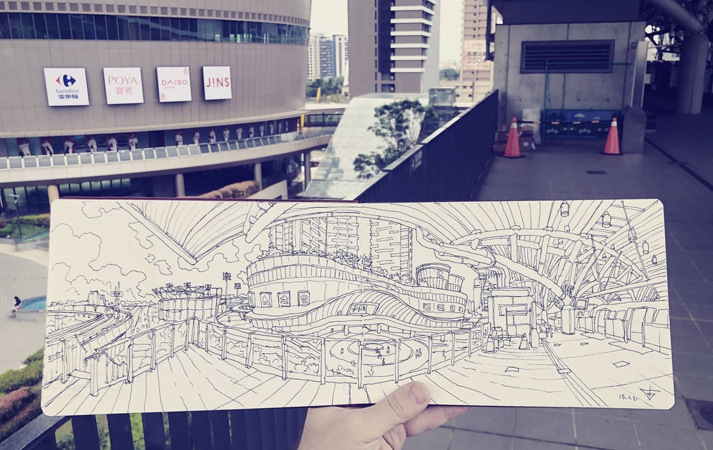 Taiwan Urban Sketch by artist Evgeny Bondarenko