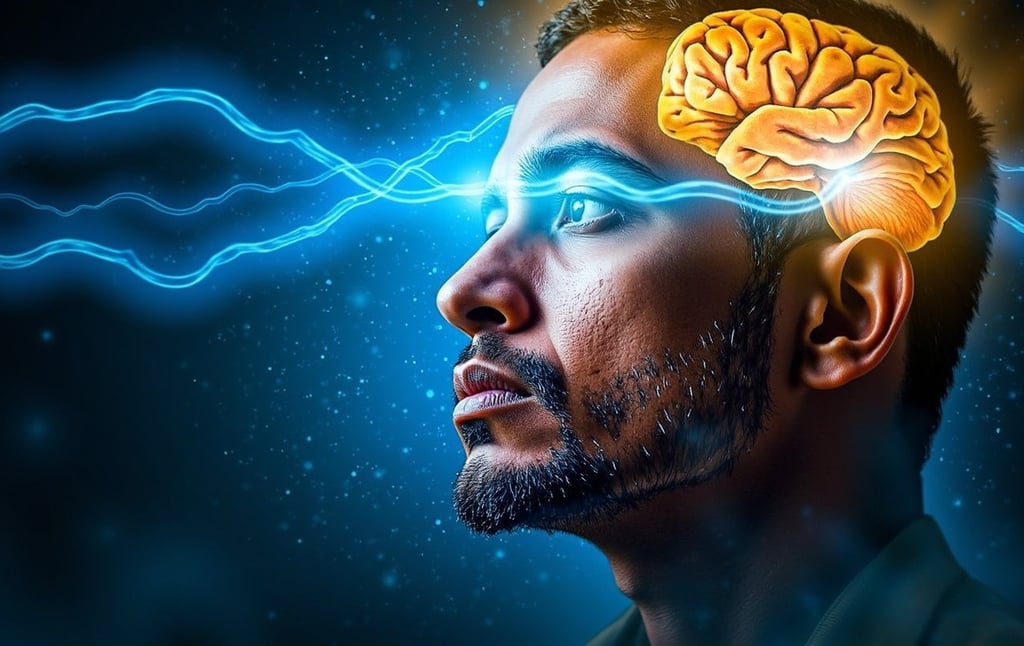 imagem de um homem criado por I.A fazendo uma reprogramação mental