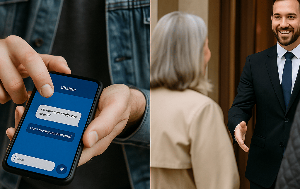 Here is the realistic image you requested—showing the contrast between an impersonal chatbot interac