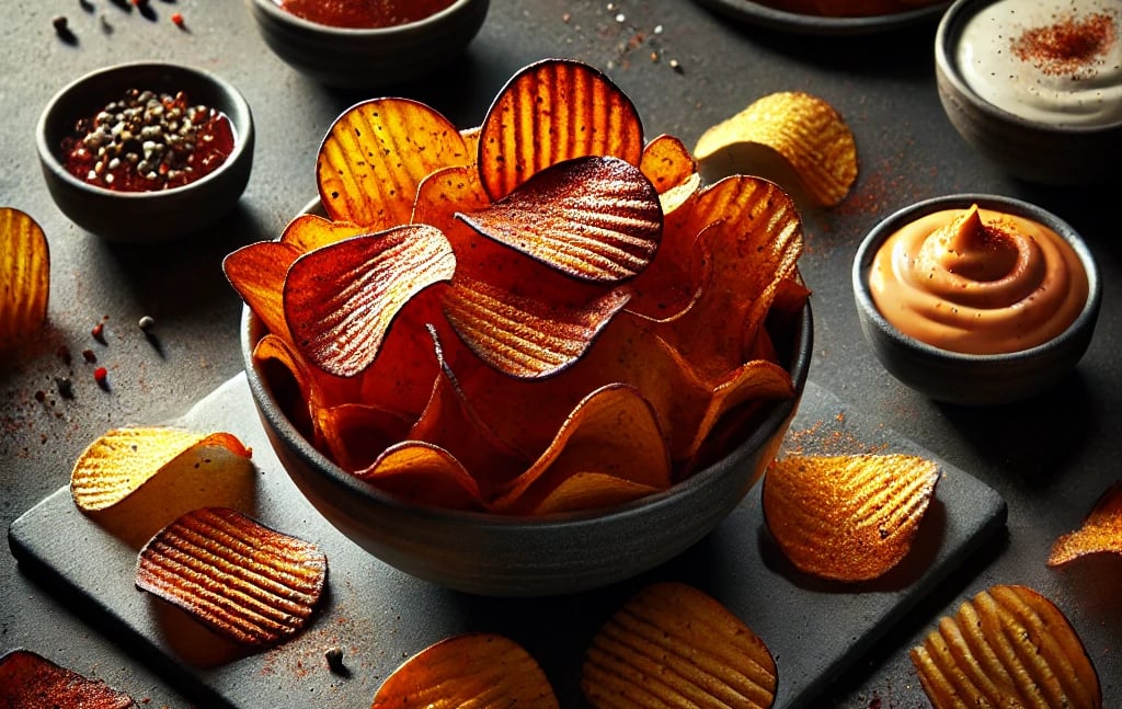 imagem de batata chips sobre a mesa