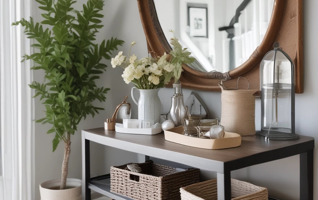brown wooden coffee table near white wooden door