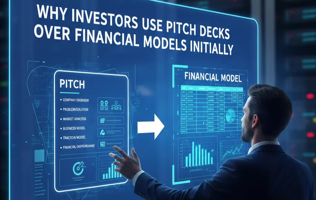 make a image where show :- Why Investors Use Pitch Decks Over Financial Models Initially  note:- sho