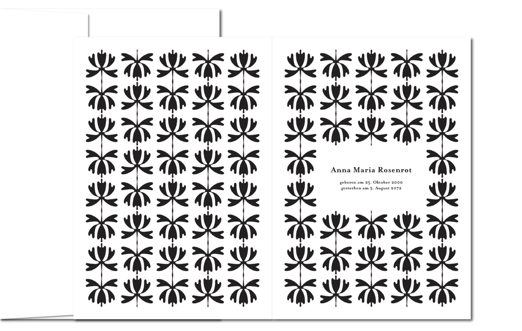 Trauerkarte als Klappkarte mit floralem Design