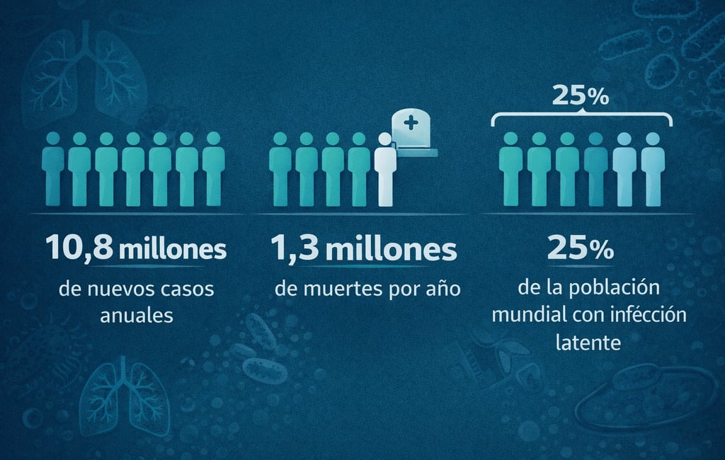 Gráfico estadístico de casos globales de tuberculosis 2024-2026