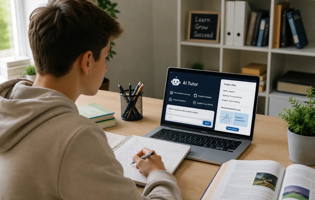 Student using AI tutor for personalized learning and study