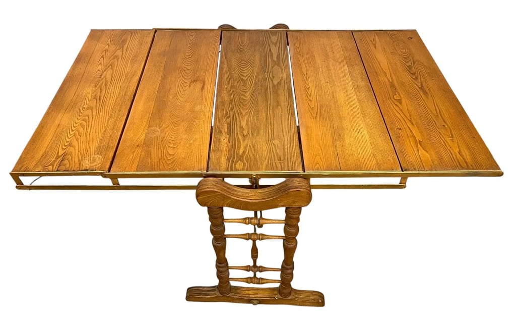 Antique convertible bookcase turns into antique convertible, dining table