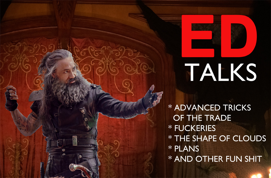 Ed presenting an Ed Talk about pirate tricks and plans.