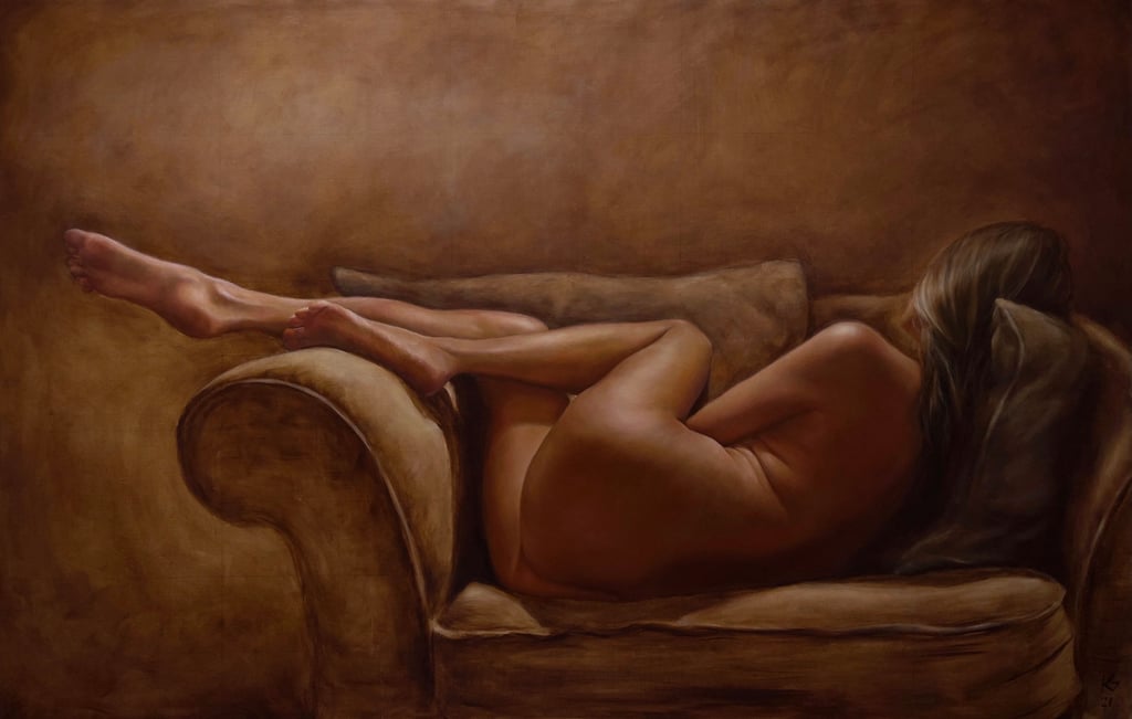 Original painting, oil on canvas, framed, 80x125cm Rebirth