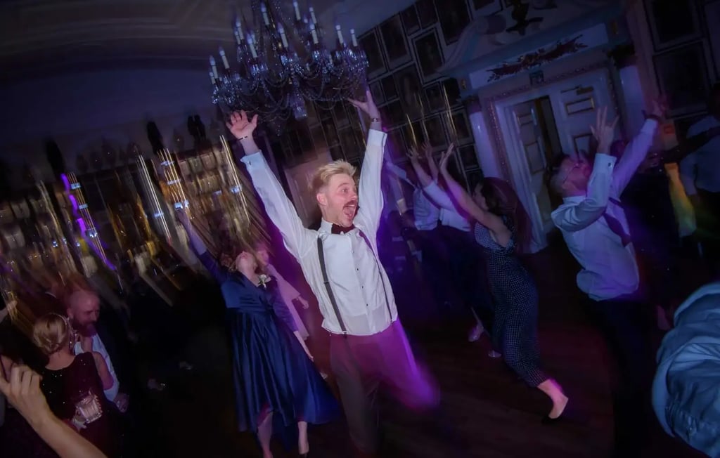 wedding dance floor with guests dancing