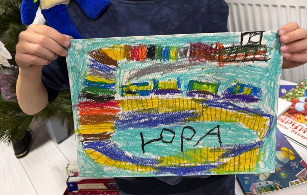 painting with a train on train tracks