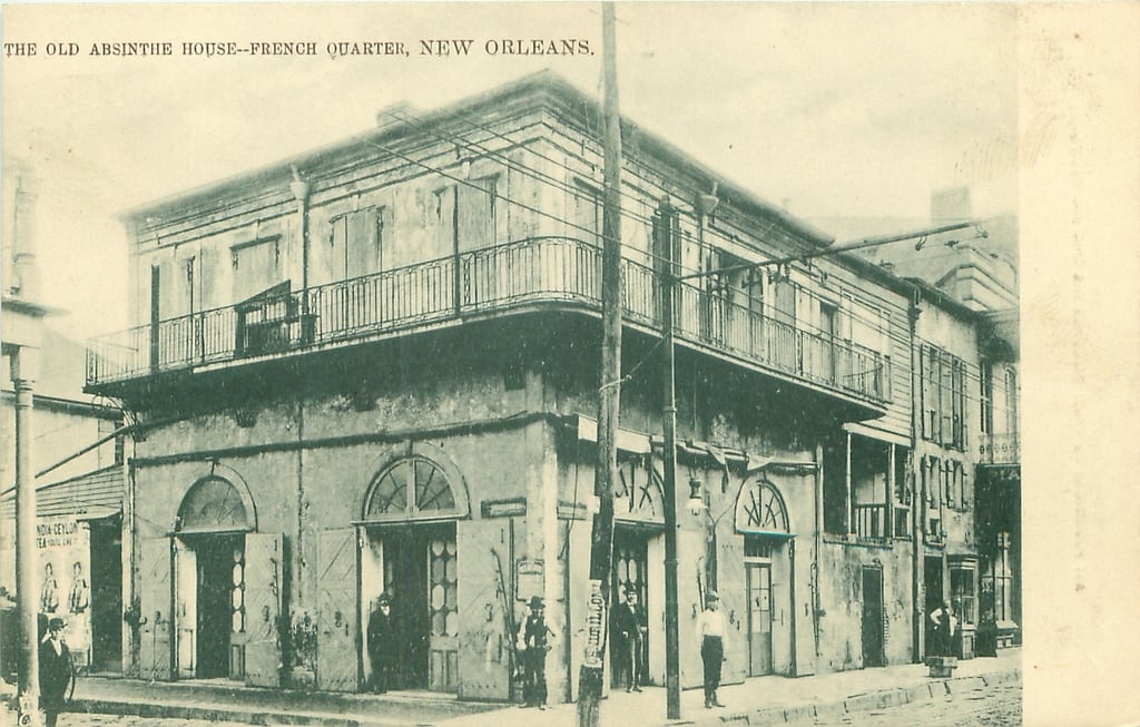 The old absinthe house, carte postale de la Nouvelle-Orléans vers 1880