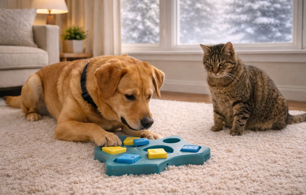Dog enjoying a winter walk in Oakville with a pet sitter.