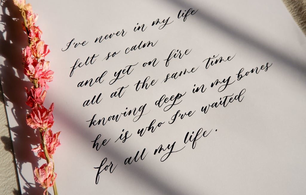 Romantic poem written in calligraphy by Handwritten by Belle for a brand activation.