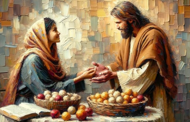jesus talks with woman