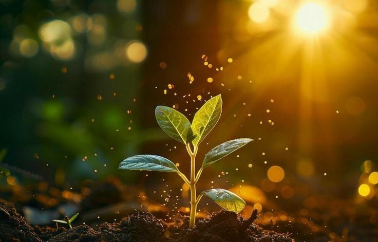 young plant facing the sun