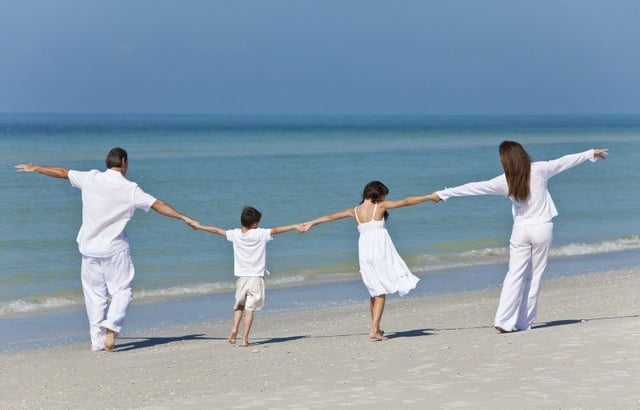 a family on the beach