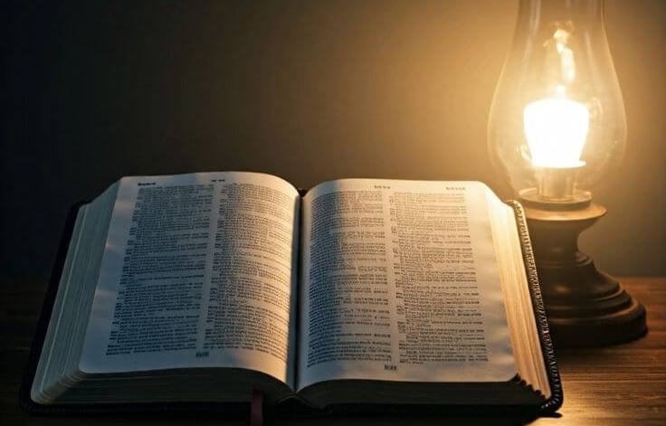 Bible images under light