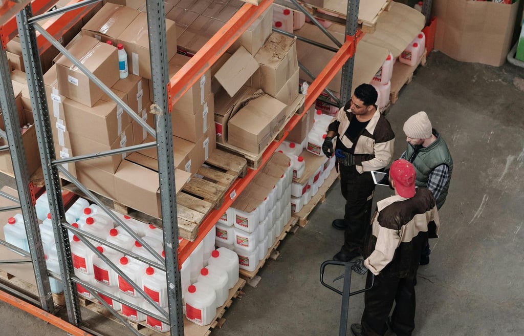 warehouse operatives checking inventory 