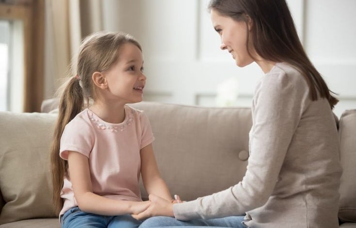mom and kid share with each other