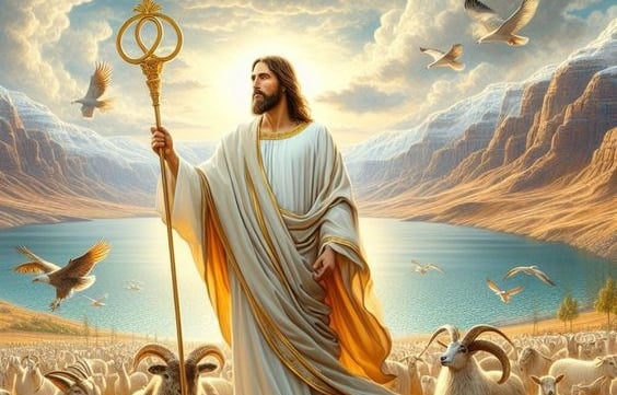 Jesus protecting his sheep