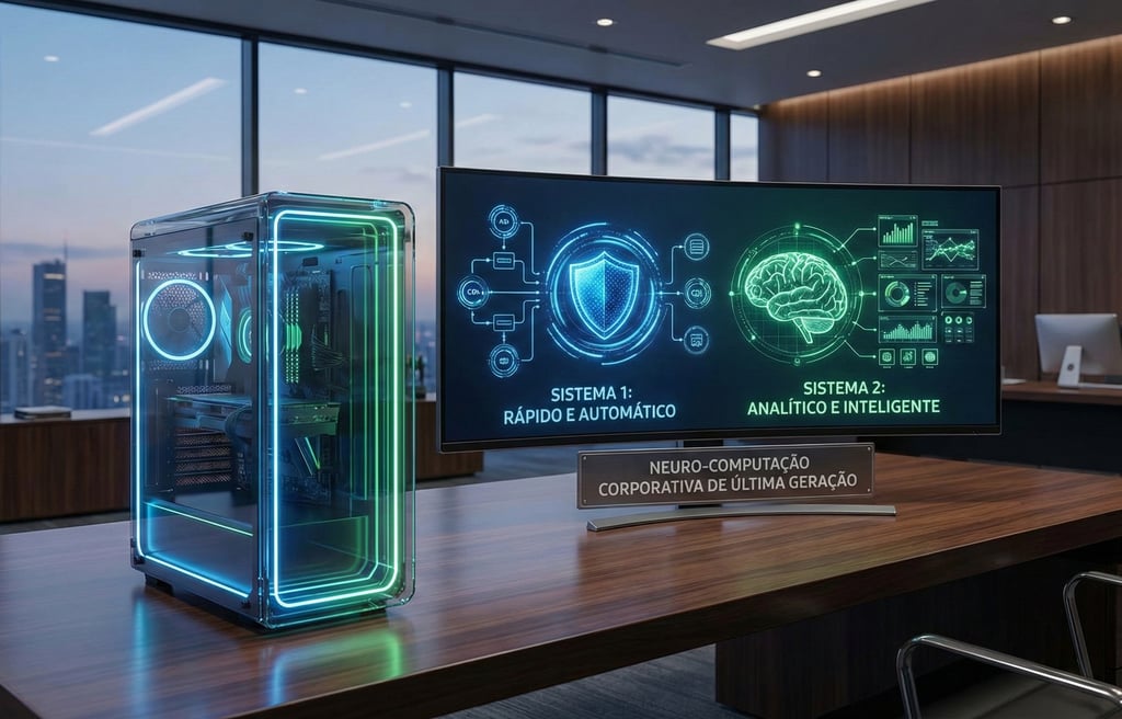 A imagem mostra um computador de última geração mostrando na tela a diferença entre os Sistema 1 e 2