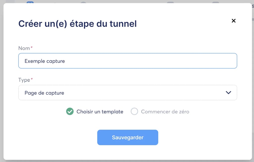 Création d'une page de capture