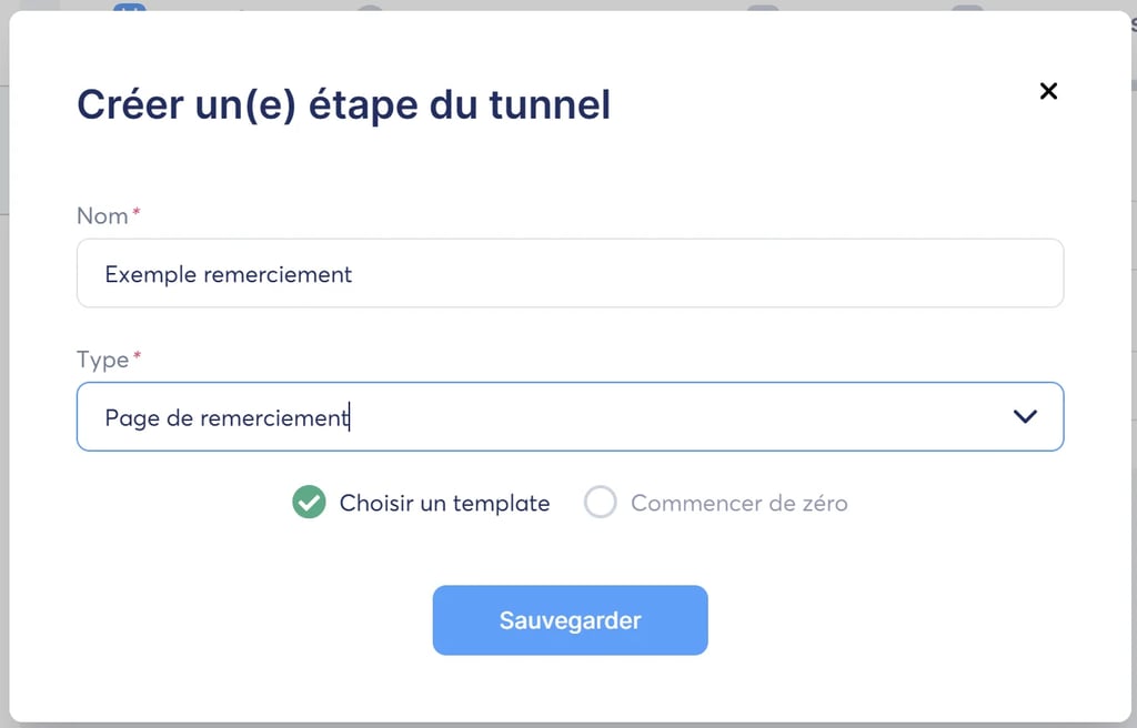 Création d'une page de remerciement