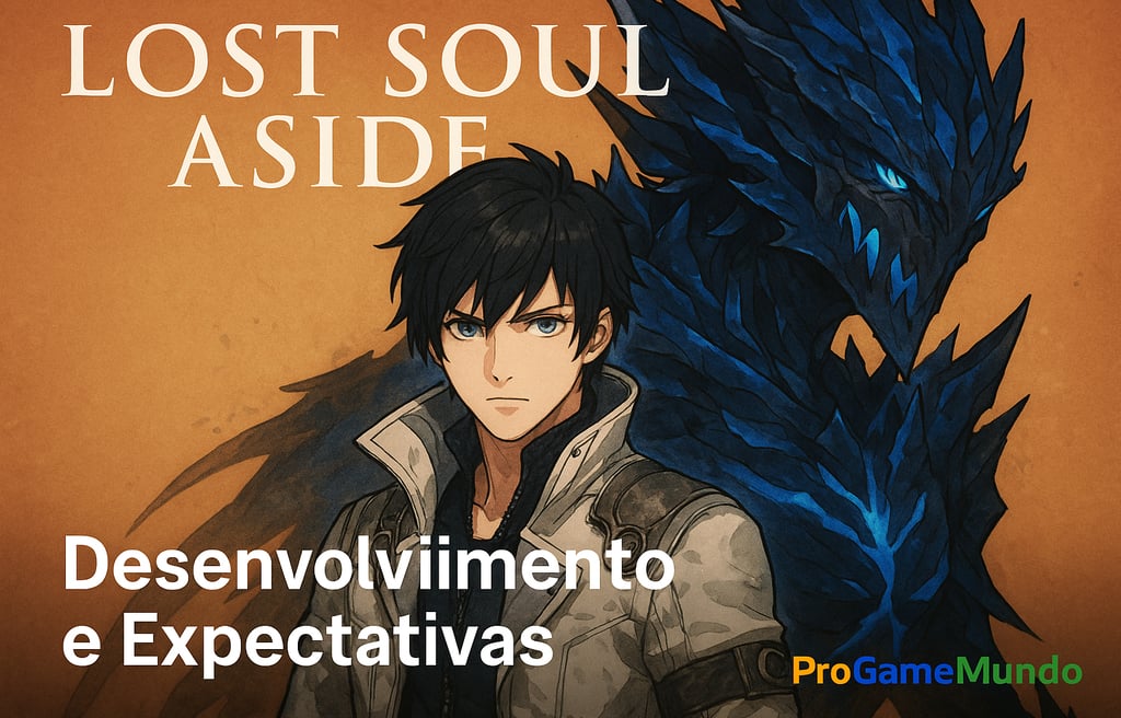 Protagonista de Lost Soul Aside diante de criatura cristalina azul representando expectativas