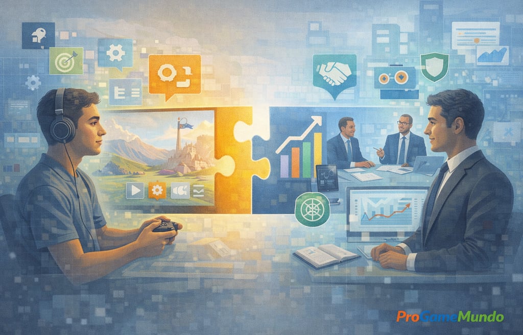 Imagem conceitual mostra games como apoio ao desenvolvimento de habilidades aplicáveis ao mercado de