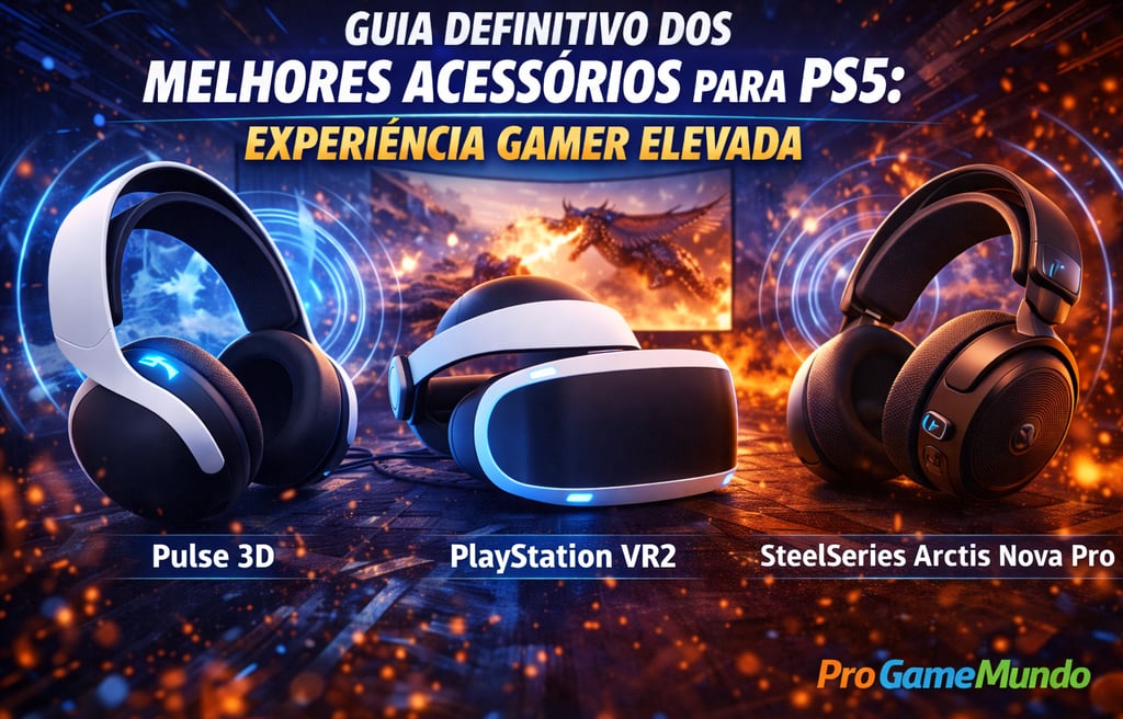 Headsets e dispositivos de áudio imersivo para PlayStation 5 em destaque.