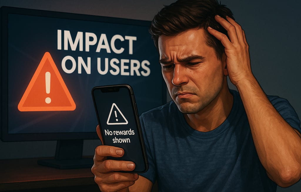Jogador frustrado ao não ver prêmios no app Xbox; impacto direto do bug.