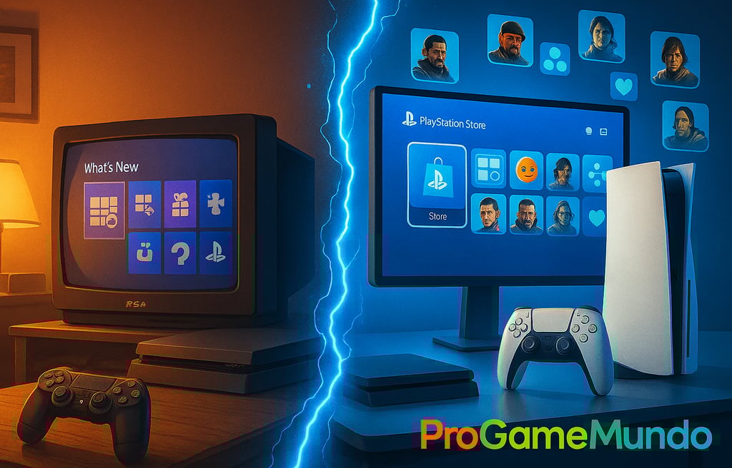 PS4 e PS5 em contraste com avatares da PSN