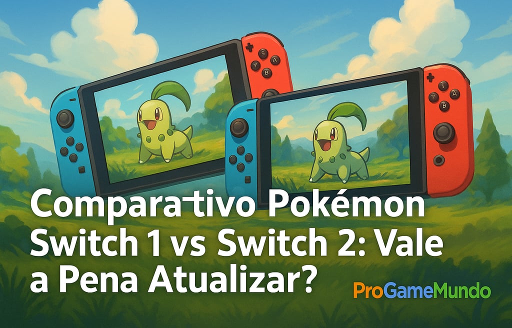 Jogador compara o mesmo Pokémon entre o Switch 1 e o Switch 2, observando diferenças gráficas e de i