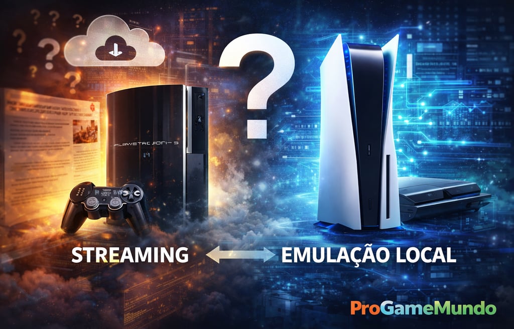 Comparação visual entre streaming e emulação local de jogos de PS3 no PS5