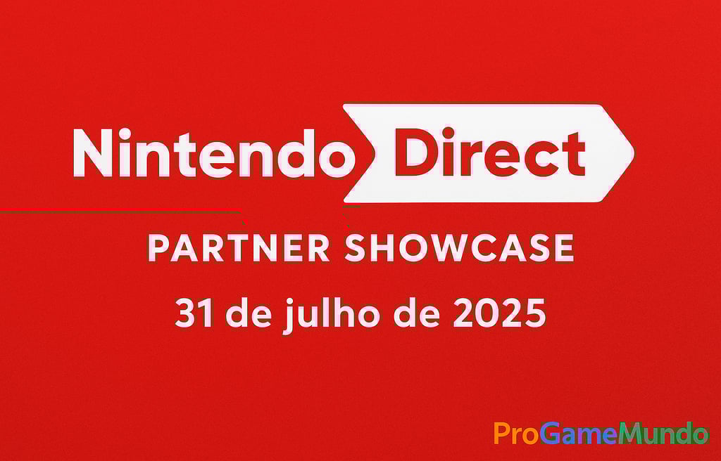 Logotipo do Nintendo Direct com fundo vermelho e data 31 de julho de 2025 em destaque.