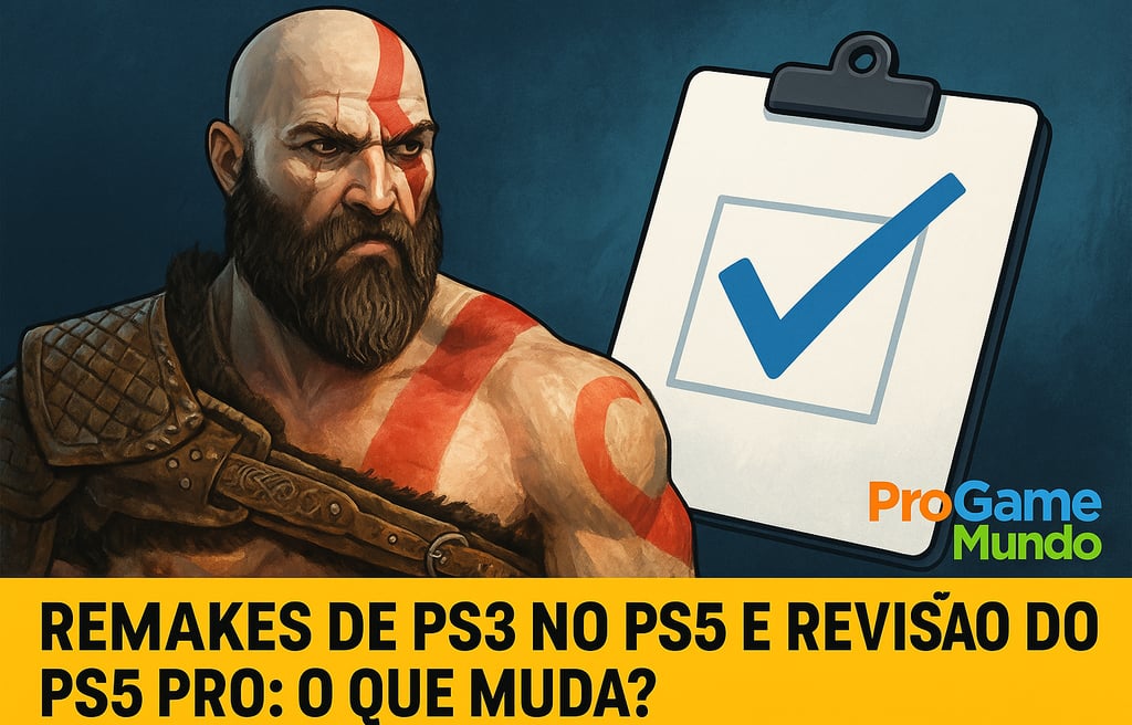 Kratos com checklist simbolizando confirmações oficiais da Sony.