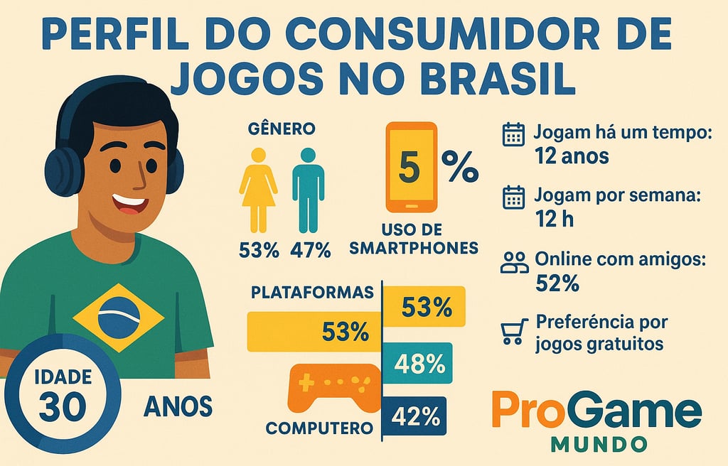Gamer brasileiro: idade, plataformas, gênero e hábitos.