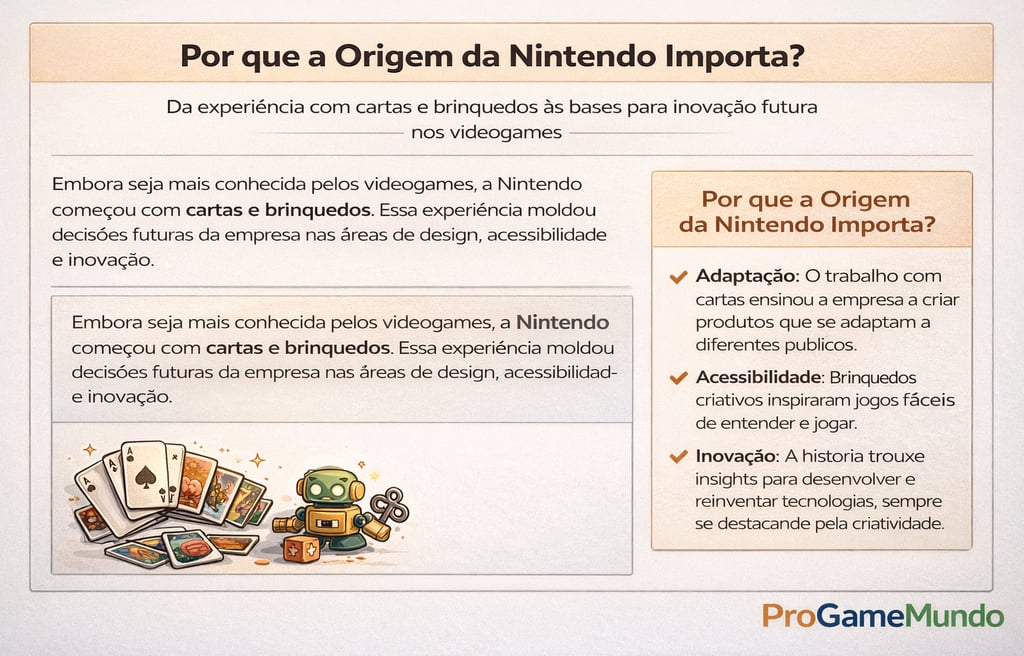 Quadro explicativo sobre como a origem da Nintendo influenciou design, acessibilidade e inovação