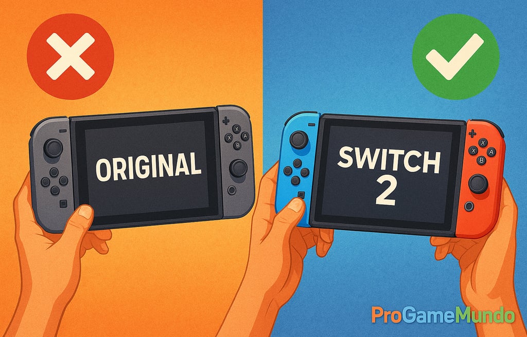 Comparativo horizontal entre o Switch original e o Switch 2, destacando evolução e contraste de gera