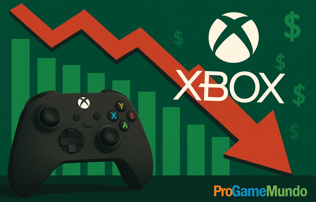 logotipo e seta vermelha descendente sobre fundo verde, representando a queda nas vendas e o início 