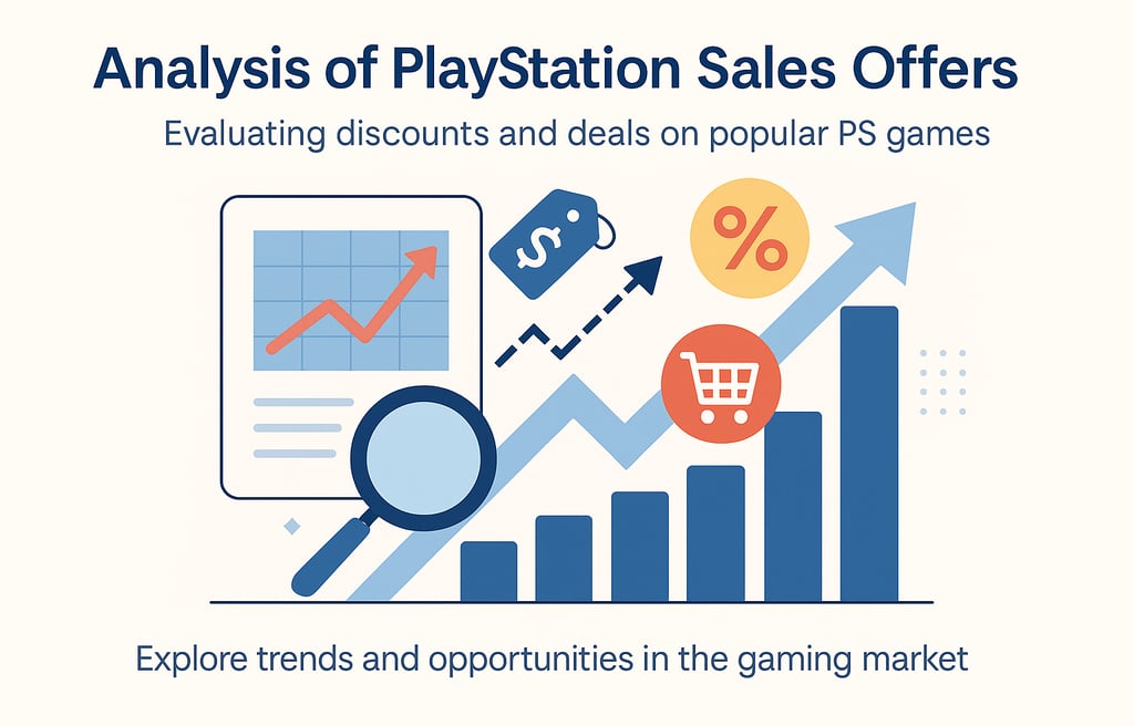 Análise de promoções de jogos PlayStation com gráfico de crescimento.