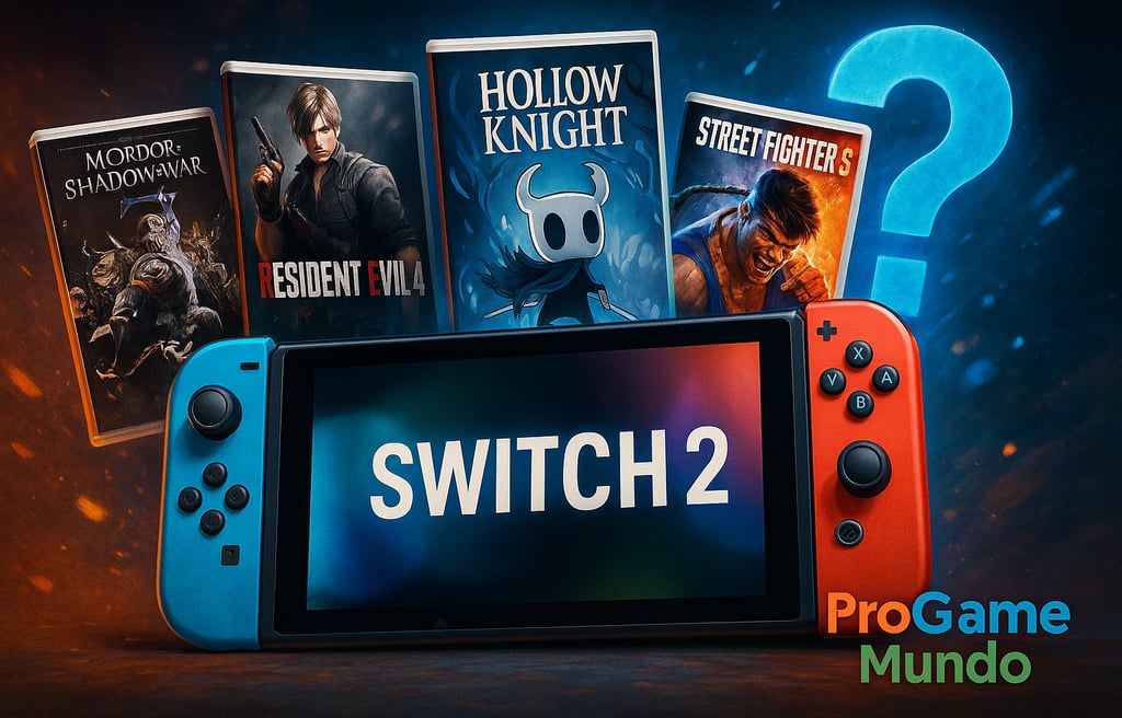 Nintendo Switch 2 cercado por capas de jogos third-party populares