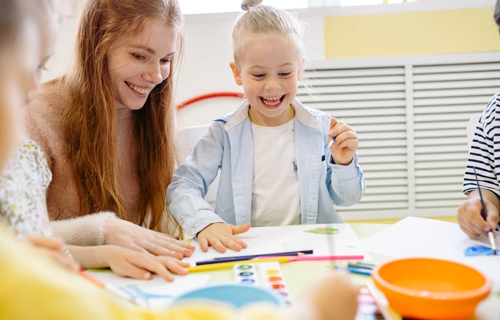 A girl learning to paint