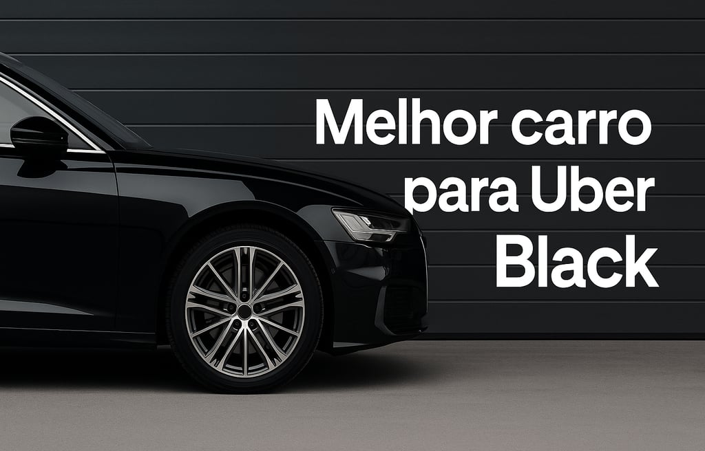 Carro para Uber Black usado preto estacionado à noite, ideal para transporte premium em 2025.